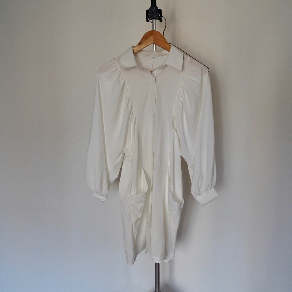 Butterfly sleeves white long shirt